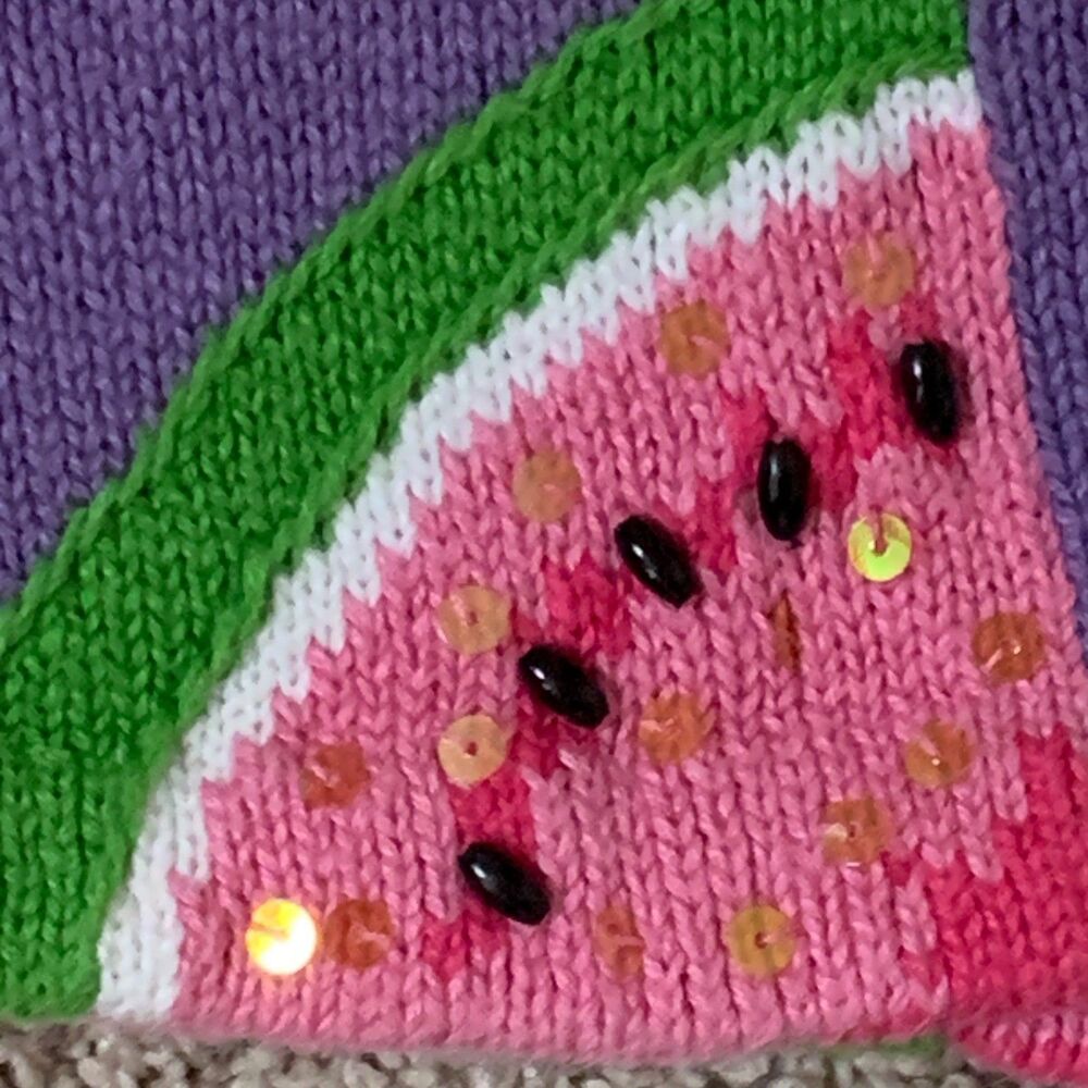 Janes Closet Cardigan Women's MEDIUM Beaded Sequins Fruit Artsy Knit Sweater - Picture 10 of 16